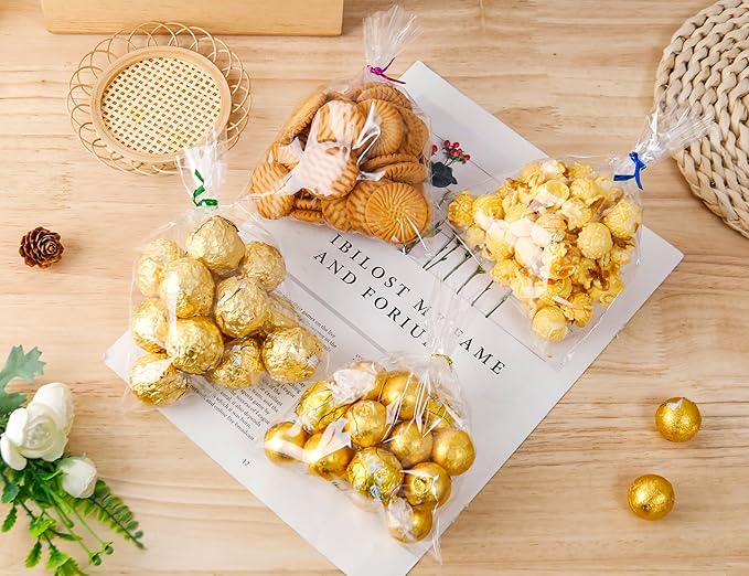 LOKIQNG Cellophane Bags Plastic Treat Bag Clear Cookie Candy Bags - Image 5