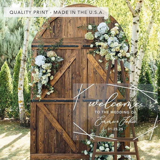 Andaz Press Custom Large Wedding Acrylic Sign, 16 x 24 Inches, Geometric Welcome - Image 5