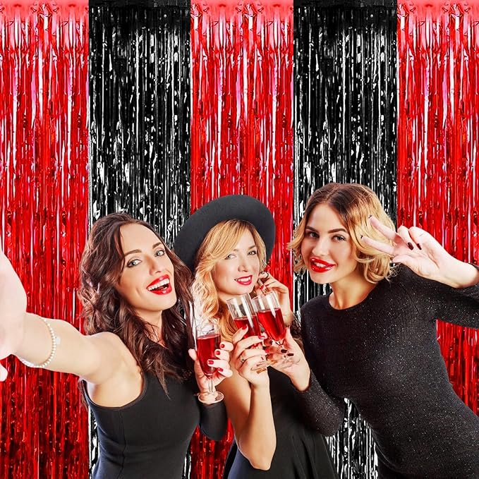 4 Pack Foil Fringe Curtain Backdrop, 3.28Ft x 8.2Ft Metallic Tinsel Foil Fringe - Image 4