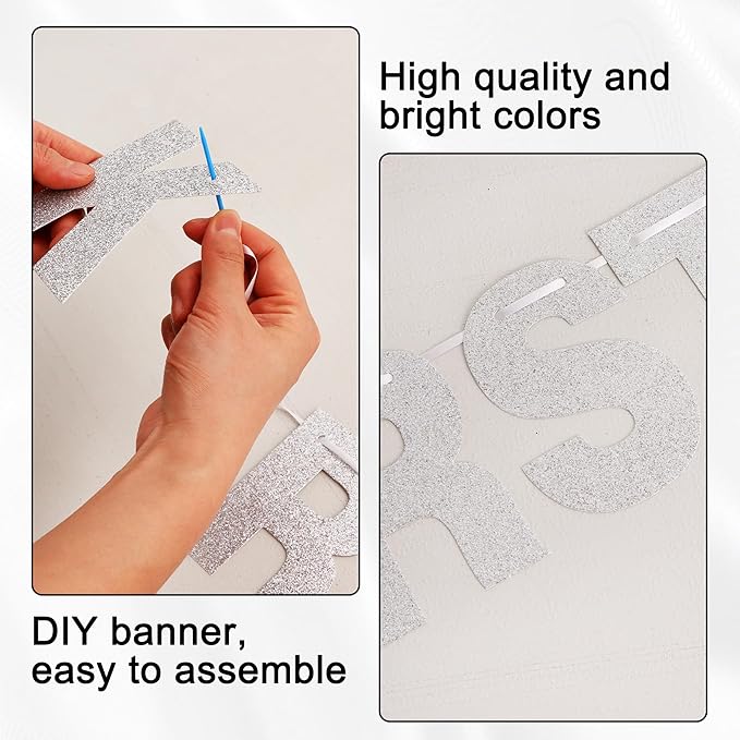 BEISHIDA 116 PCS A-Z Glitter Silver DIY Letter Banner Kit Make Your Own - Image 3