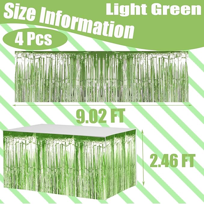 4 Pack 29x108 Inch Metallic Foil Fringe Tinsel Table Skirts - Image 2