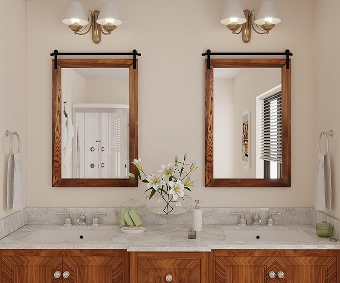 COGOOD Farmhouse Barn Door Wall Mirror - Image 3