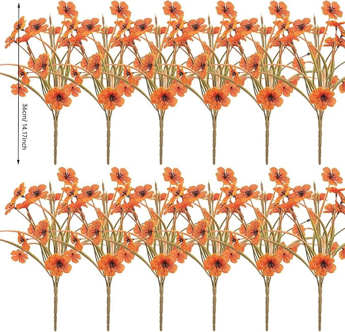 20 Bundles Artificial Fall Flowers Outdoor UV Resistant Fake Flowers No Fade - Image 9