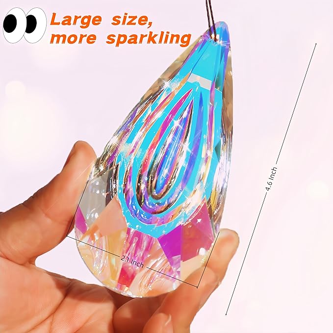 2 Pack Hanging Droplet Shape Chandelier Crystal Prisms（4.6‘’*2.1‘’） - Image 3