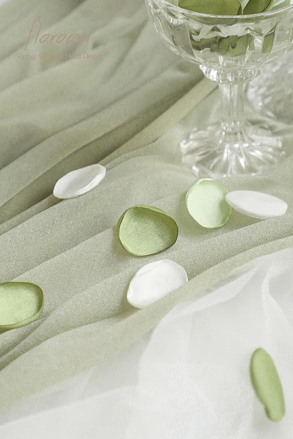 Floroom 300pcs Rose Petals Sage Green Elf Green Faux Silk Flower Petals - Image 3