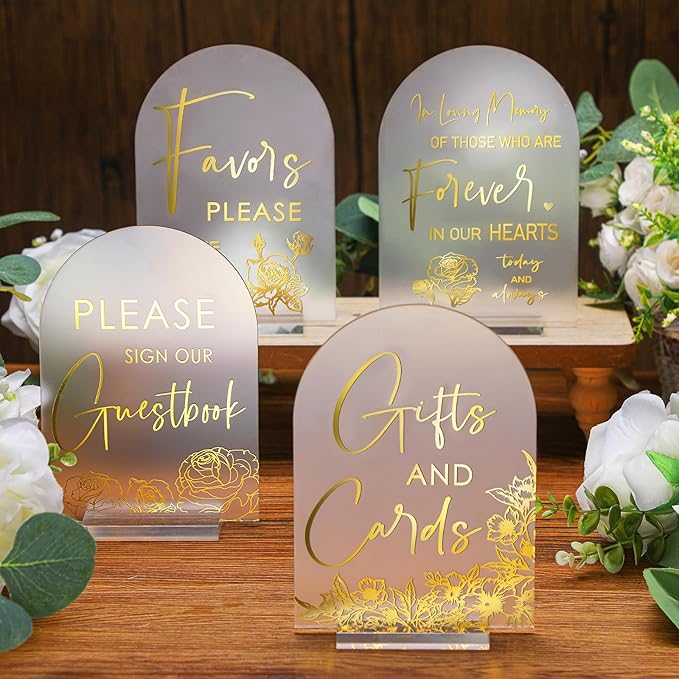 Chunful 4 Pcs Clear Acrylic Wedding Sign by Chunful