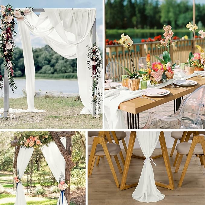 10 Pack 10ft White Chiffon Table Runners Wedding Table Runner Sheer Romantic - Image 6