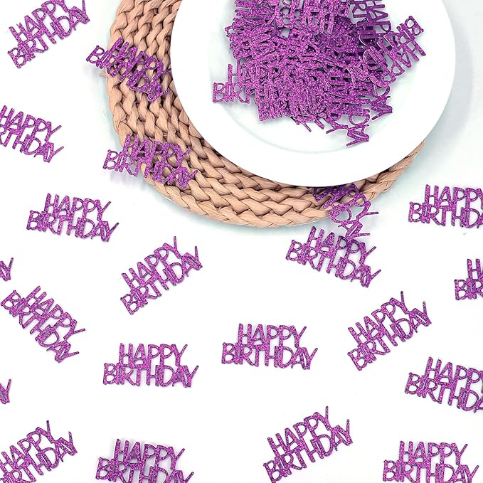 Purple Happy Birthday Confetti Girl Birthday Party Decorations Glitter Table - Image 2