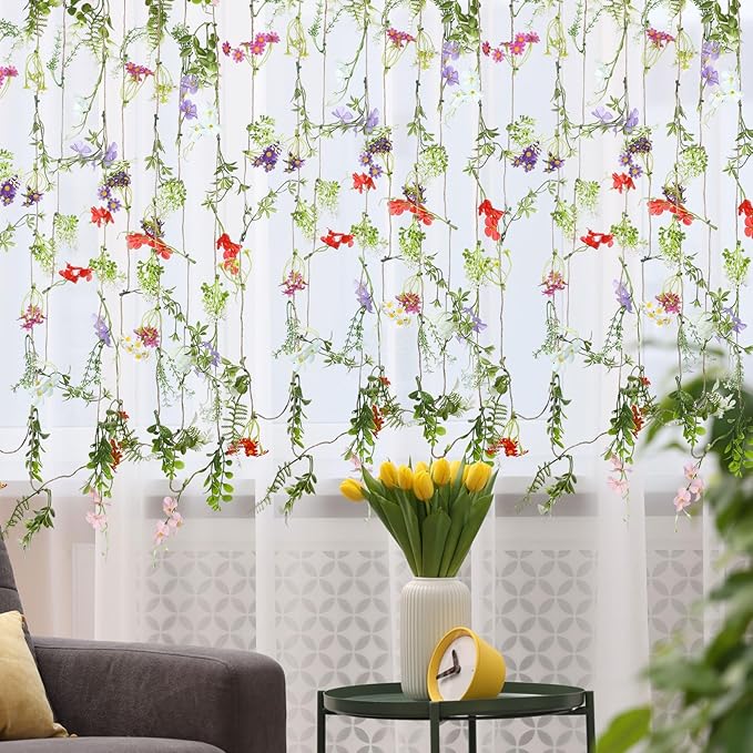 Yunlly 8 Pcs Artificial Flowers Hanging Decoration 6ft Faux Wildflower Vines - Image 7
