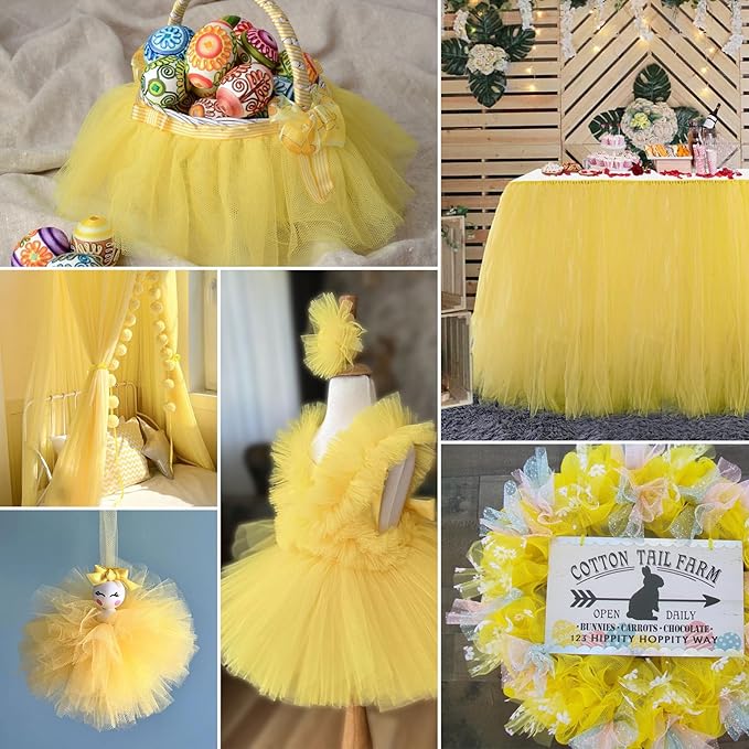 Yellow Cream Tulle Fabric Rolls 54 Inch by 40 Yards Tulle Bolt Spool - Image 5