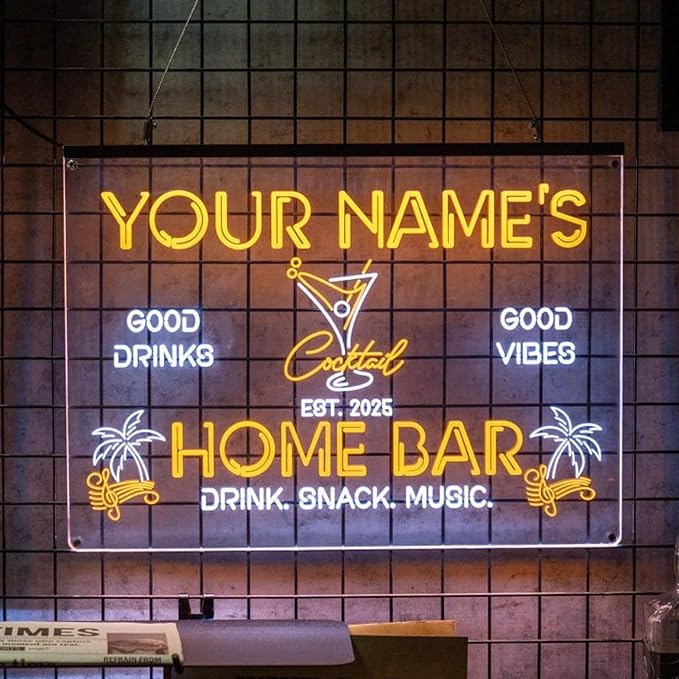 Personalized Cocktail Bar Signs by LULMicaLedSign