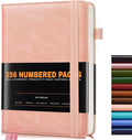 Lined Journal Notebook for Women Men, 256 Numbered Pages Hardcover Leather by Unknown