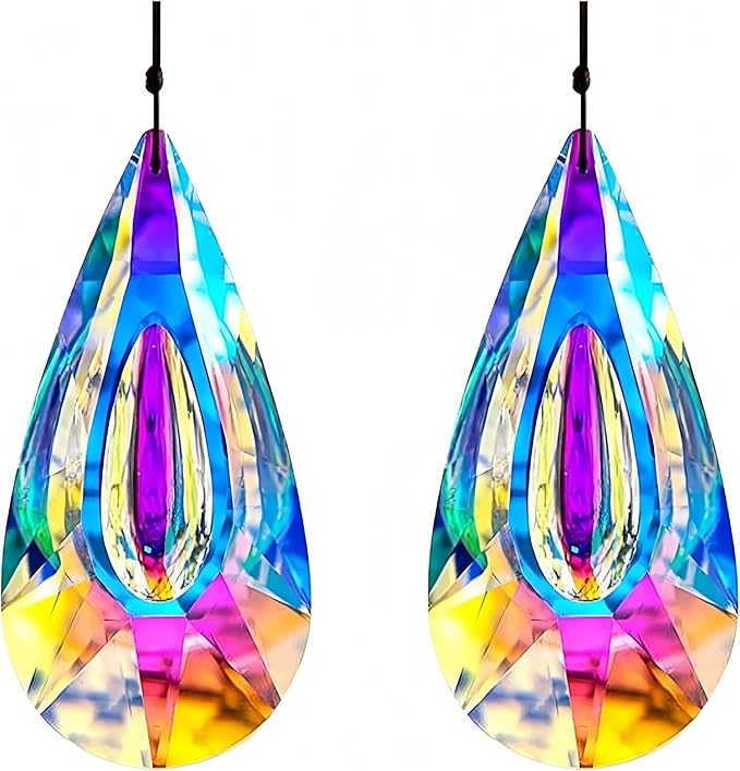 2 Pack Hanging Droplet Shape Chandelier Crystal Prisms（4.6‘’*2.1‘’） by Unknown