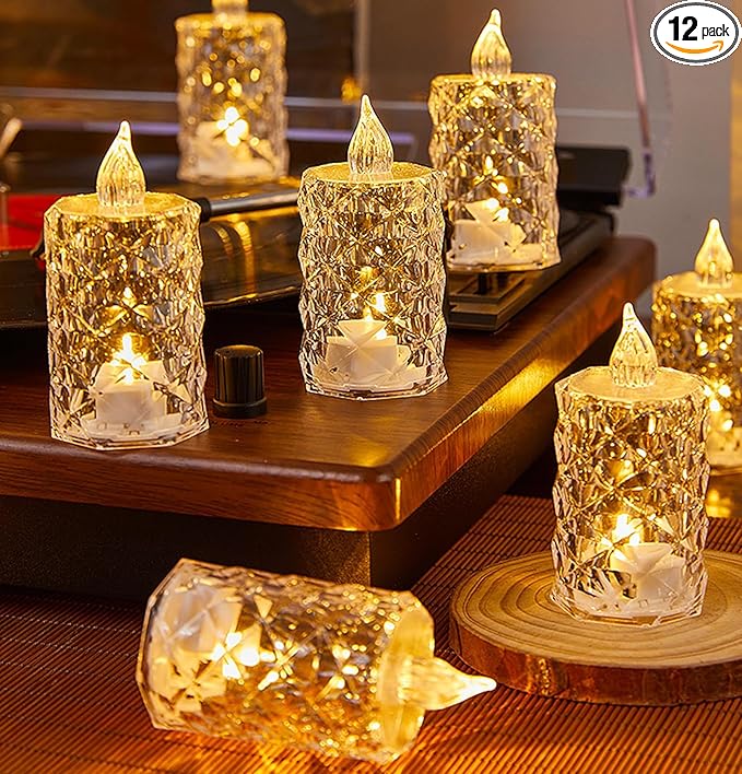 12-Pack Tea Lights Candles Battery Operated, Realistic Flicker & 200+ Hour by AYMXZT