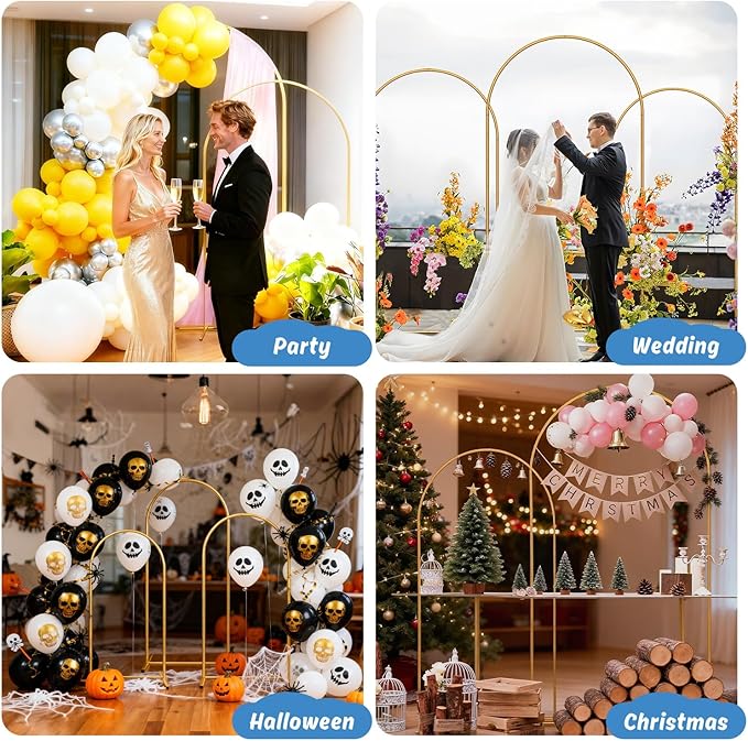 Heavy Duty Metal Arch Backdrop Stand, 6.6FT Stable Gold Arch Stand - Image 6