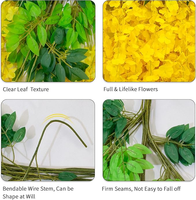 36 Pack Wisteria Hanging Artificial Flowers Fake Flowers Ratta Hanging Garland - Image 3