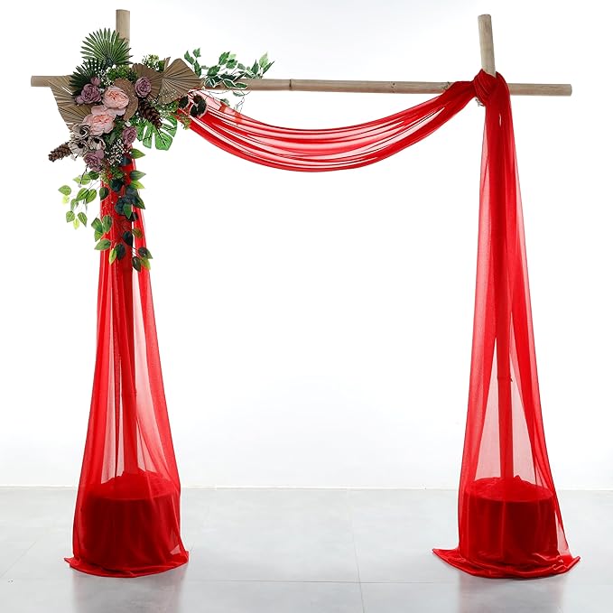 VDS Pack of 2 Panel Wedding Arch Draping Fabric Sheer Chiffon Fabric Drapery by VDS