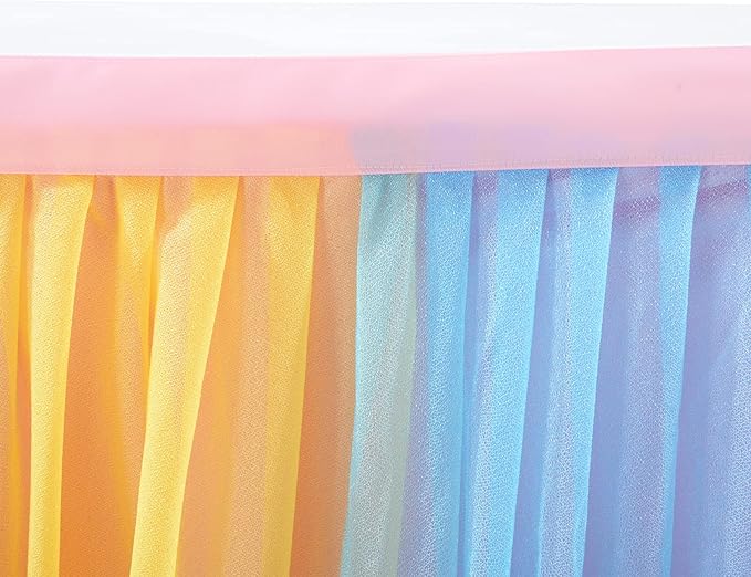 9ft Unicorn Tulle Table Skirt for Rectangle Tables or Round Tables Tutu Rainbow - Image 6