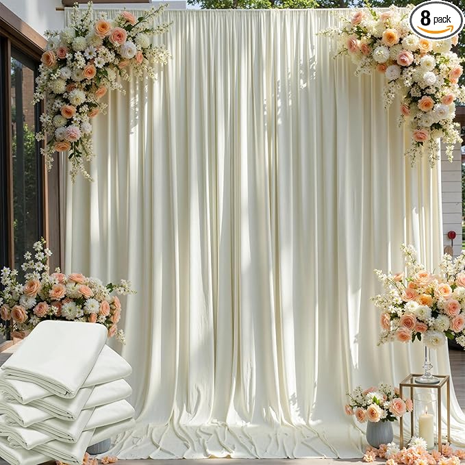 40×12ft Wrinkle Free Ivory Backdrop Curtain by ENJOYYOURPARTY