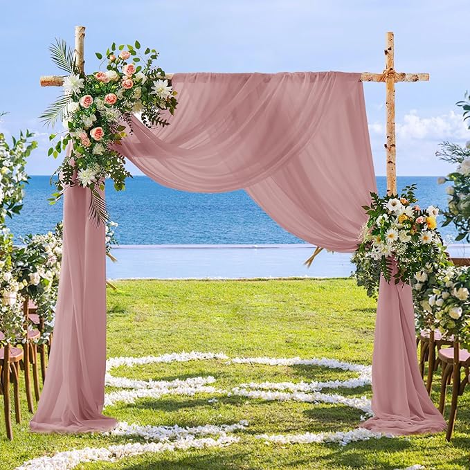SiinvdaBZX 2 Panels Wedding Arch Draping Fabric 30" x 240" Dusty Rose Polyester - Image 5