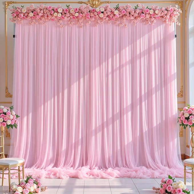 Baby Pink Tulle Backdrop Curtain - Image 2