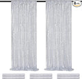 Silver Sequin Backdrop Curtains Drapes 6 Pieces 2ftx8ft Sparkly Christmas by QueenDream
