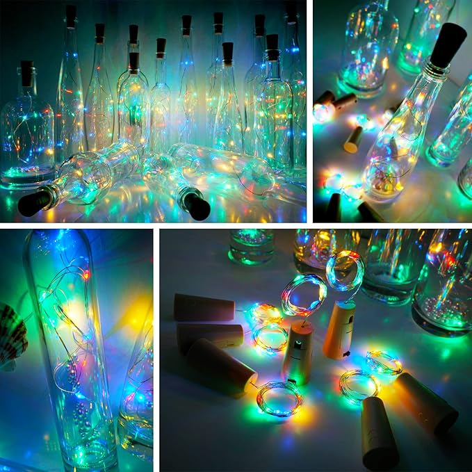 Wine Bottle Lights with Cork 15Pack 10 LED 40 Inches Battery Operated Silver - Image 4