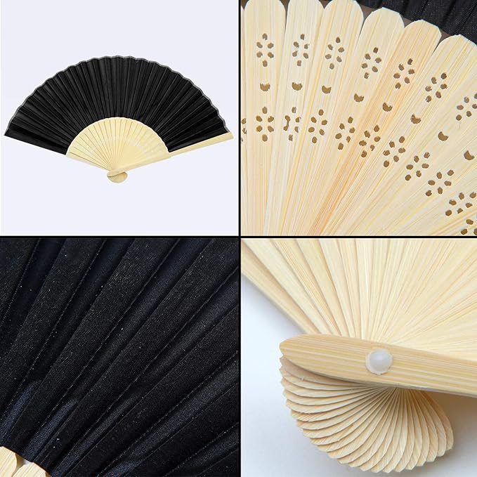 Aneco 18 Piece Black Handheld Fans - Image 3