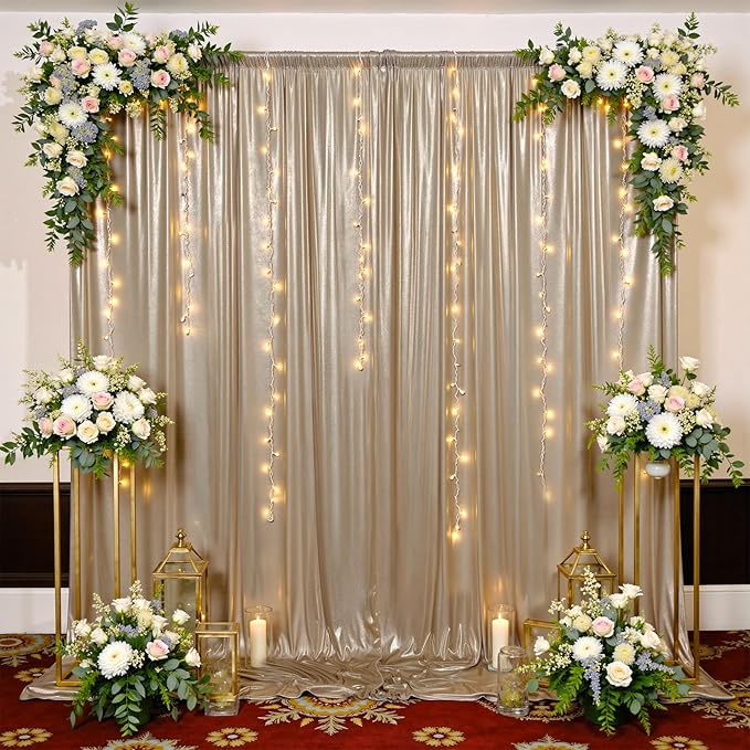 10x10 ft Wrinkle Free Champagne Sequin Backdrop Curtain - Image 8