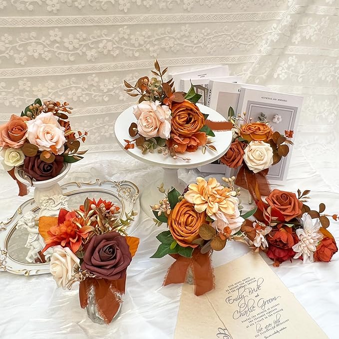 CherishedMoments Set of 6 Assorted Flower Centerpieces Mini Floral Wedding - Image 5