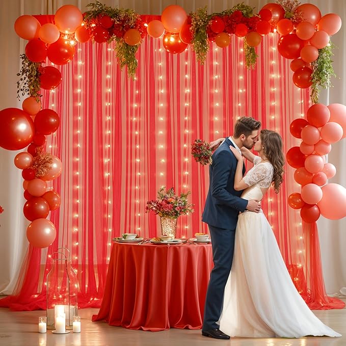Red Tulle Backdrop Curtain - Image 6