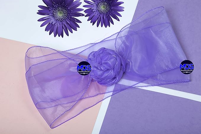 MDS Pack of 150 PCS Organza Chair Sashes Wider Dining Chair Bows Ribbon Tie Back - Image 7