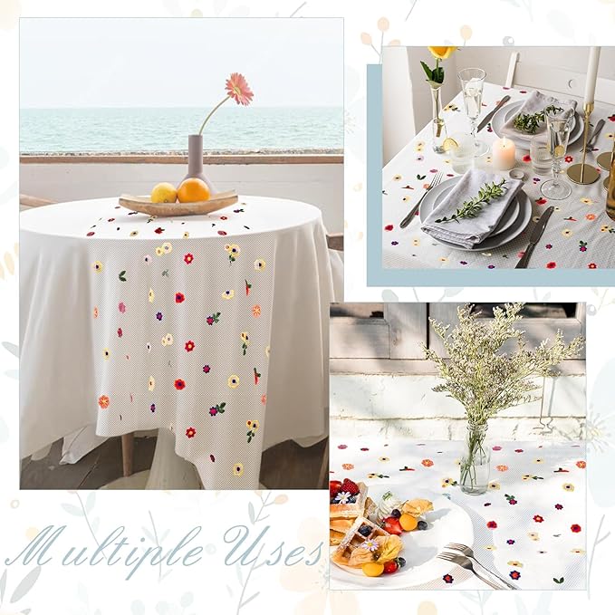 3PCS Lvory Floral Table Runner 10 FT, Embroidery Daisy Table Runners Seasonal - Image 6