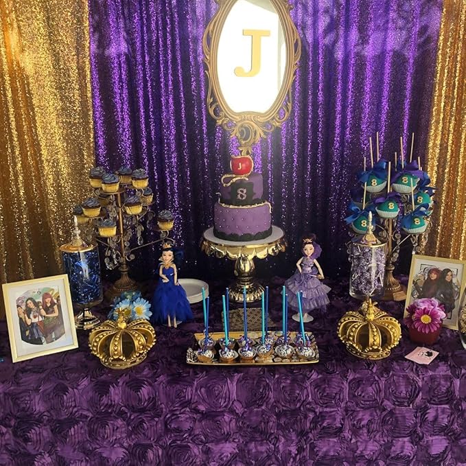 7ft x 7ft Purple Sequin Backdrop Glitter Party Backdrop Curtains Photo - Image 5