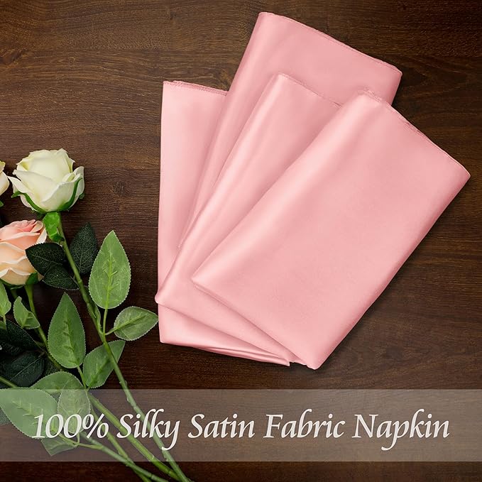 Manyshofu 60 Piece Blush Satin Napkins - Image 3