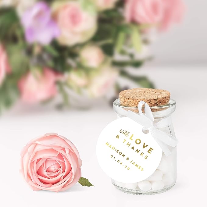 Andaz Press Personalized Round Circle Wedding Gift Tags, Metallic Gold Ink - Image 3