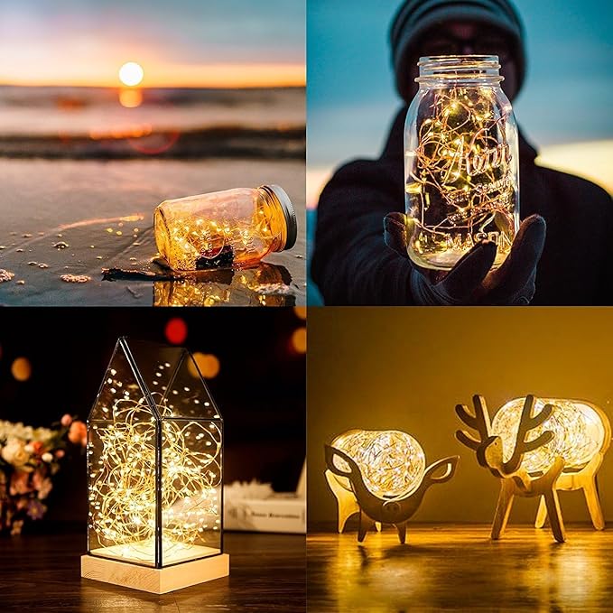 ANJAYLIA Fairy Lights, 2 Pack String Lights Battery Operated 33ft 100 LED - Image 5