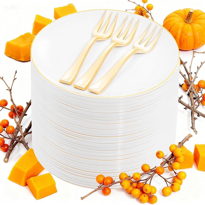 Festiva 200Pcs Gold Dessert Plates 6.3" by Festiva