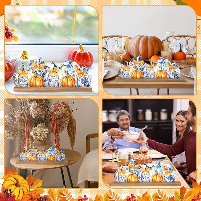 Fall Pumpkin Metal Sign Chinoiserie Pumpkin Table Decor Thanksgiving Tiered - Image 6