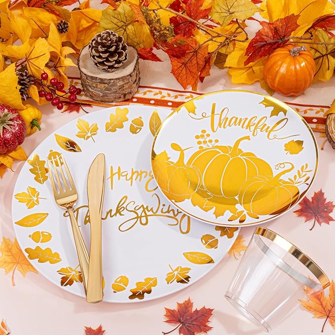 Festiva 176Pcs Thanksgiving Plastic Plates - Image 4