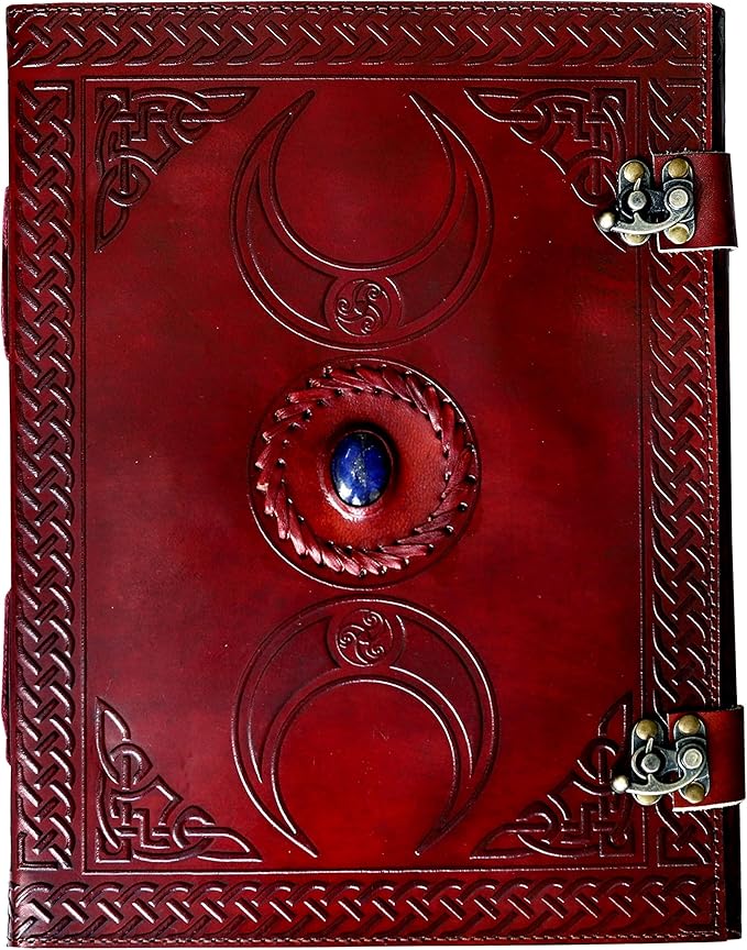 cuero 3 Moon Blue Lapiz Embossed Vintage Leather Journal | 240 Pages of Antique - Image 2