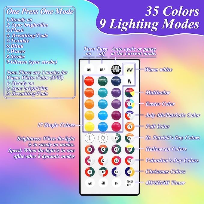 164FT 500LED Christmas Lights Color Changing, 35 Colors String Lights - Image 4
