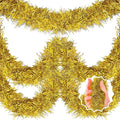 50 Feet Gold Christmas Tinsel Garland, Metallic Foil Twist Banner Wall Hanging by LANTIANCHEN