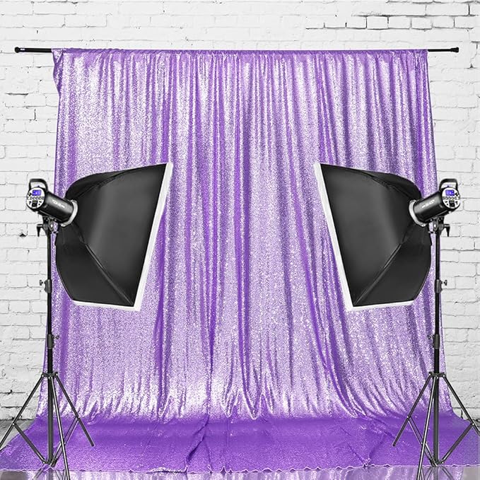 Eternal Beauty Lavender Sequin Backdrop, 4x7 Ft Glitter Background Curtains - Image 3