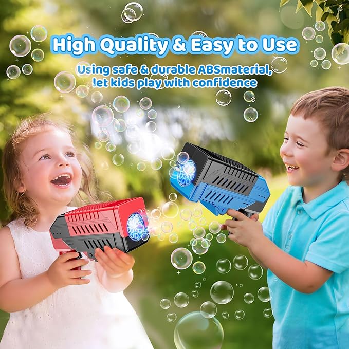 SHCKE Bubble Gun for Kids 2 Packs, Bubble Machine for Kids, 8 Holes Bubble - Image 7