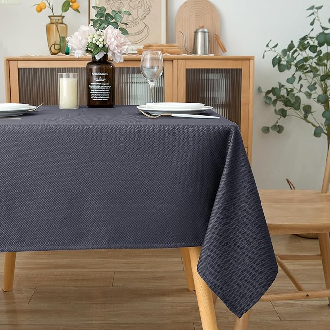 Biscaynebay Textured Fabric Square Tablecloth 54x54 Inch, Dark Grey Water - Image 7