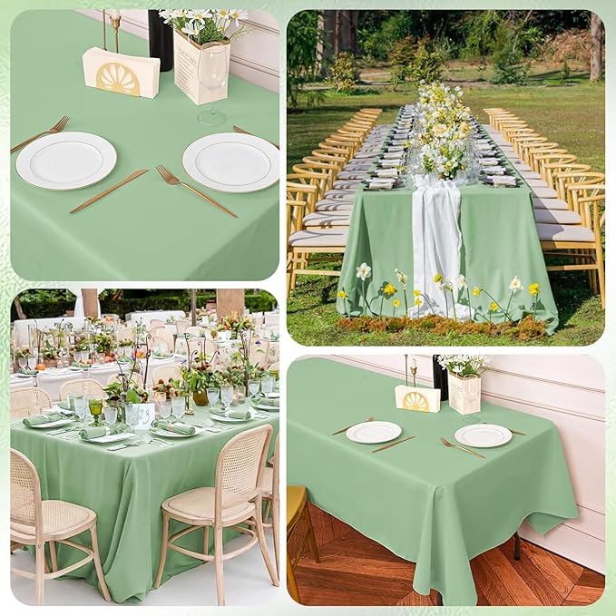 10 Pack Sage Green Rectangular Tablecloths, 60 x 126 Inch, Wrinkle & Stain - Image 4
