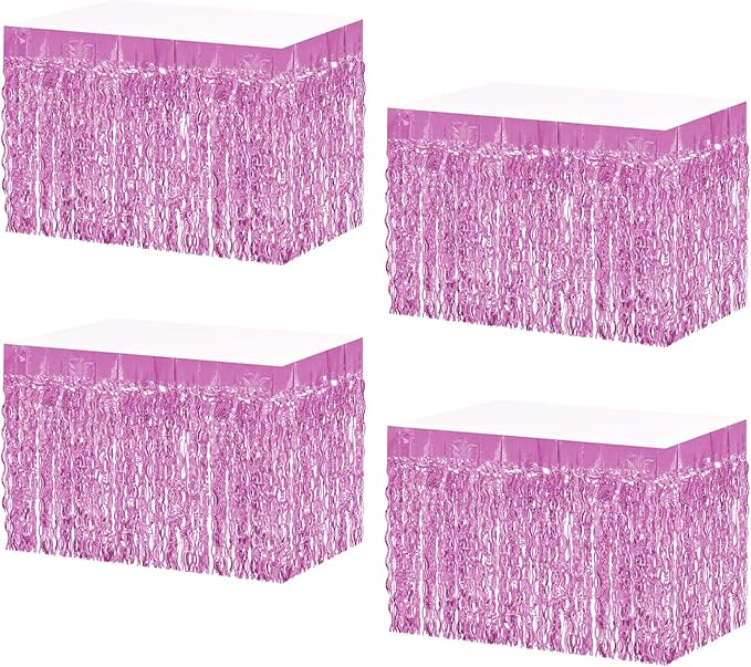 4P Wavy Metallic Tinsel Foil Fringe Table Skirts by Unknown