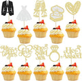 Gyufise 30Pcs She Said Yes Cupcake Toppers Glitter Diamond Ring I Do Love by Gyufise