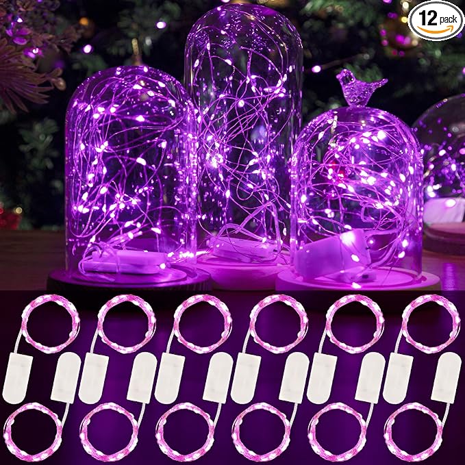 HXWEIYE 12 Pack 7ft 20LED Pink Fairy Lights Battery Operated by LightUpYourHomewHXWEIYE